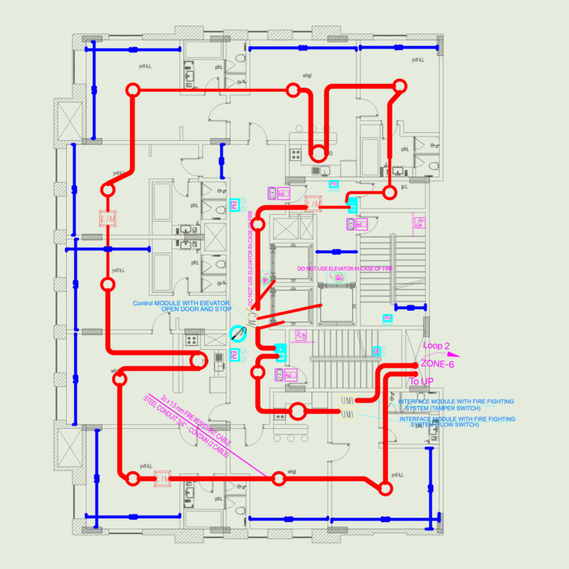 HOTEL FIRE ALARM & FIREFIGHTING SYSTEM DWG