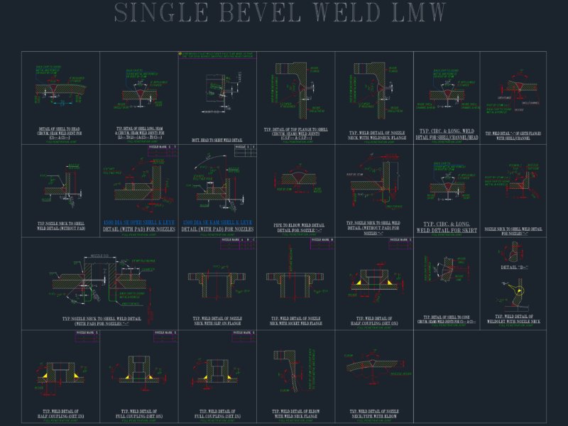 LMW SINGLE BEVEL TYPICAL WELDING DETAILS