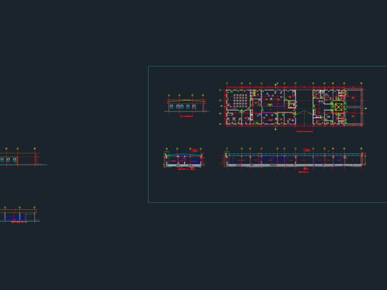 Architectural CAD layout of a hospital laboratory showing floor plans, diagnostic rooms, and detailed door schedules.