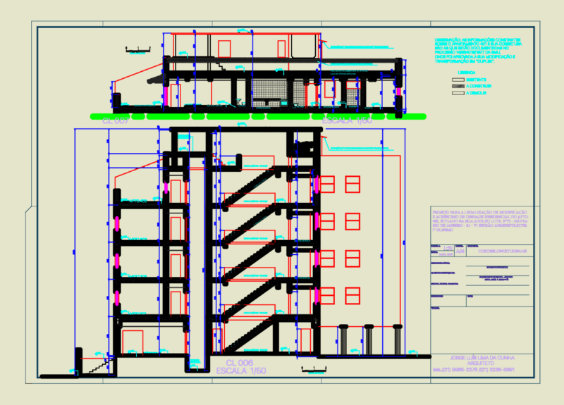 1:50 Residential Building Longitudinal Sections