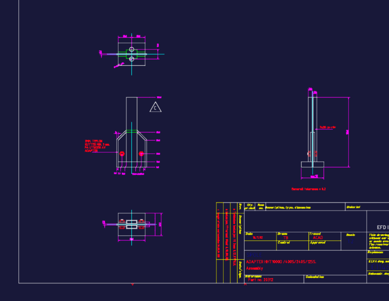 EFD Induction Adapter HHT1000D 400S 240S 125S Assembly Mechanical Detail CAD Drawing