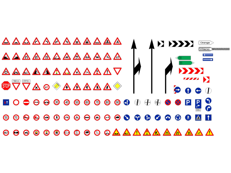 European Standard Regulatory and Warning Road Traffic Sign Symbols