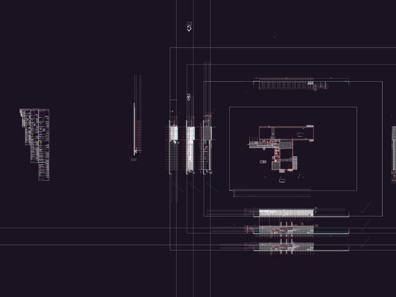 Factory canopy elevation and section details with PVC drainage