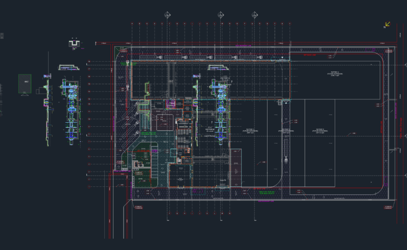 Factory Ground Floor Plan with Truck and Machine Pit Details