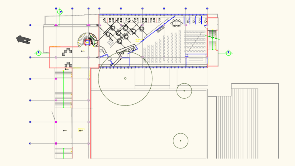 Architectural floor plan layout for the FAUFBA university building in Brazil.
