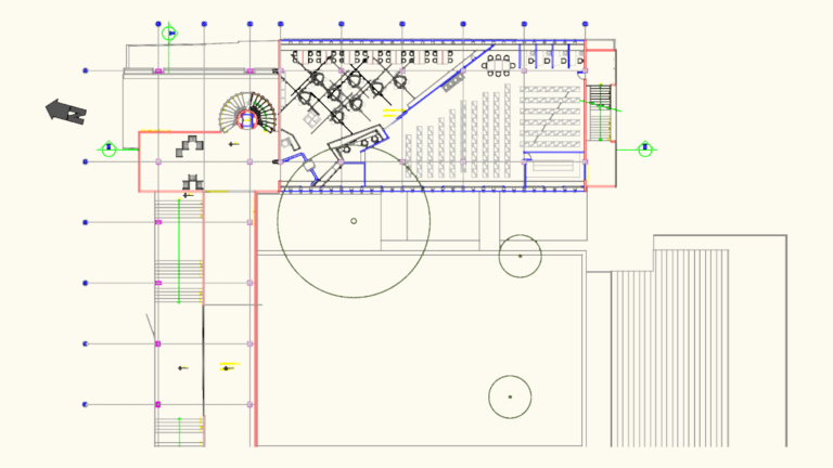 Architectural floor plan layout for the FAUFBA university building in Brazil.