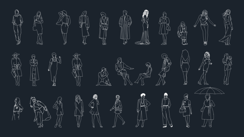Female Human Figures in Casual and Formal Outfits
