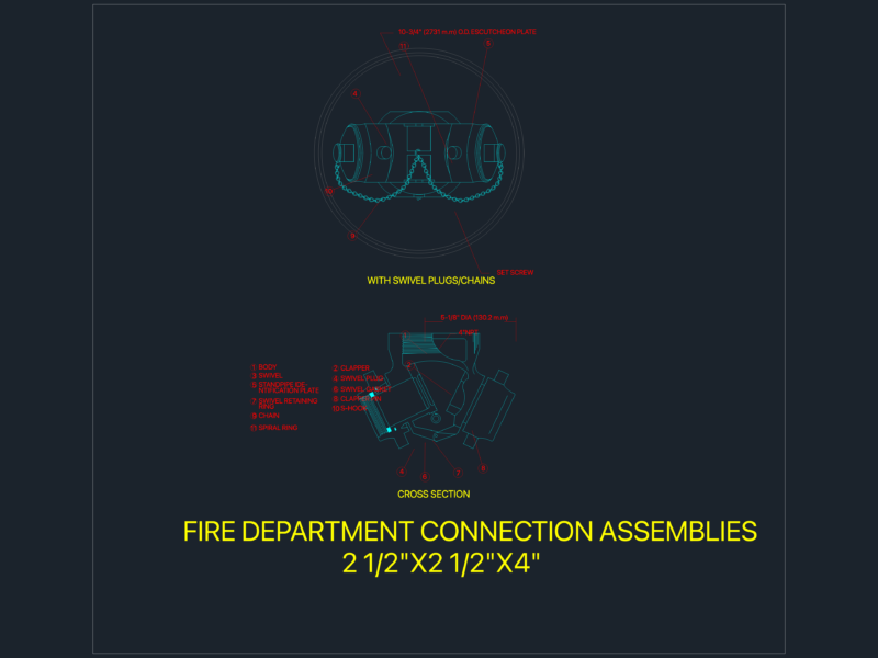 FIRE DEPARTMENT CONNECTION 2.5X2.5X4