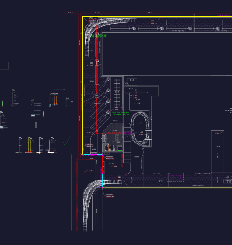 Flagpole Elevation & Section Details CAD