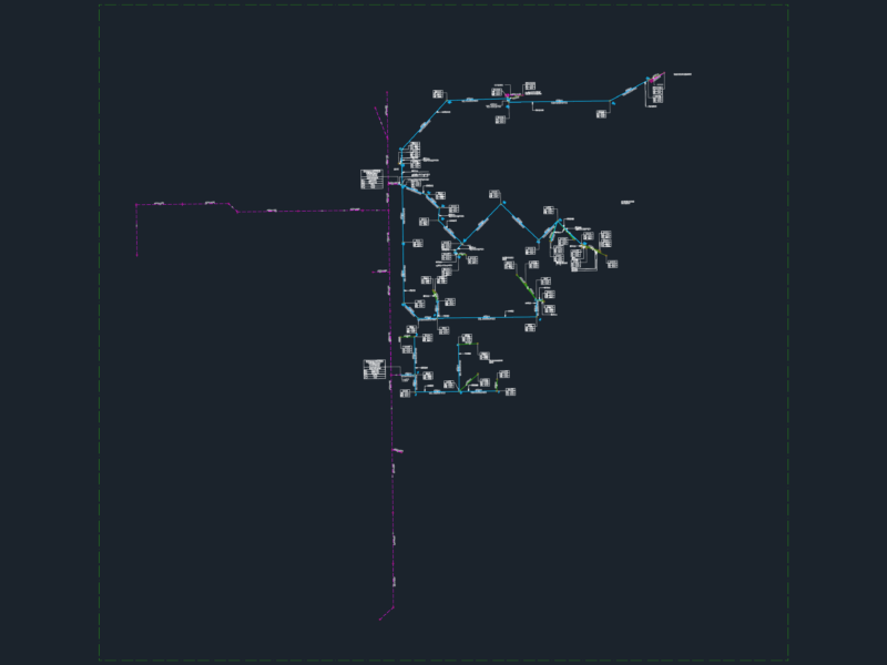 Foul Water Sewerage Installation Network Plan DWG for Site Buildings and Infrastructure