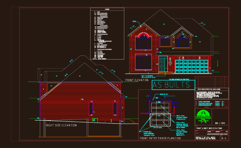 Front and right side elevations for Sierra brick house