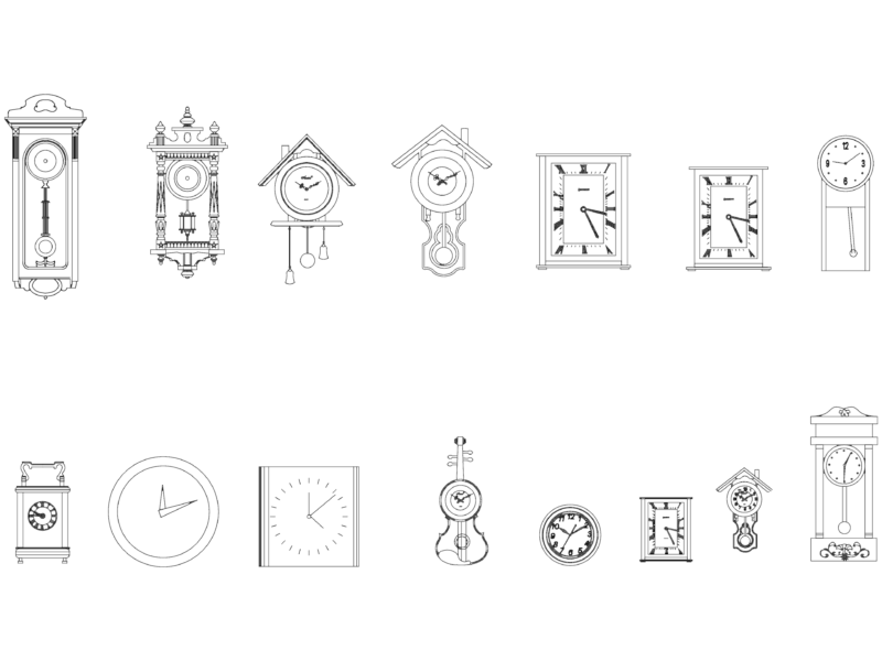 Westminster Chime Wall Clocks and Pendulum Elevations