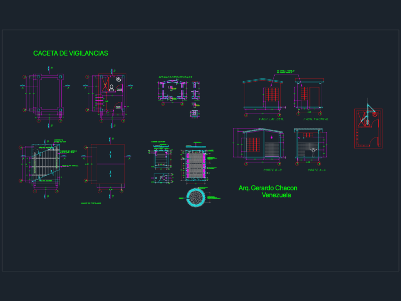 Gerardo Chacón Security Booth Plan and Elevations