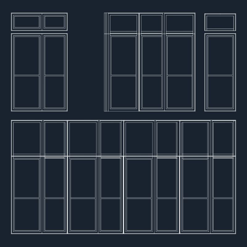 Glazed Facade System Elevation with Aluminum Frame Details