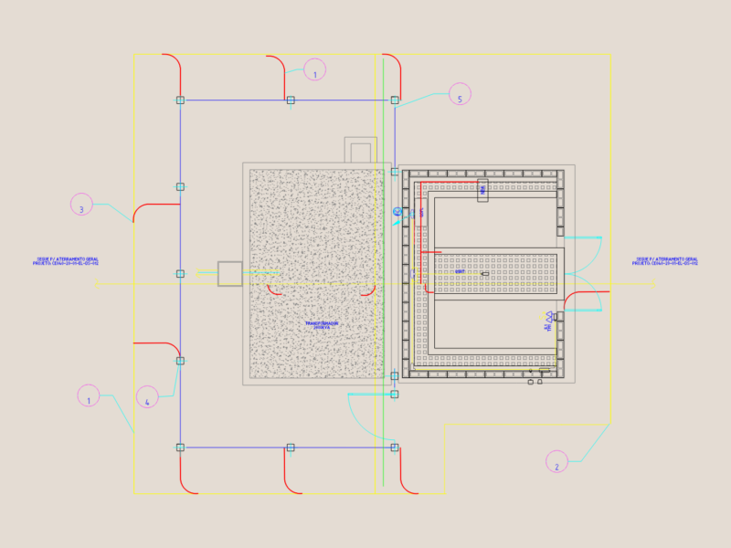 Grounding mesh layout for electrical room and 2000kVA transformer