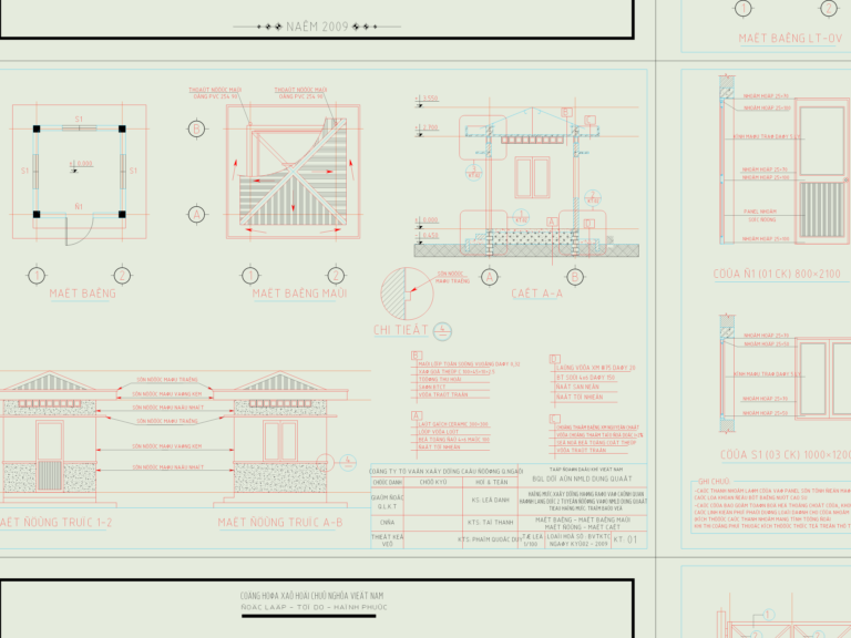 Architectural and structural drawings for a guard house including floor plans, elevations, sections and gate details.