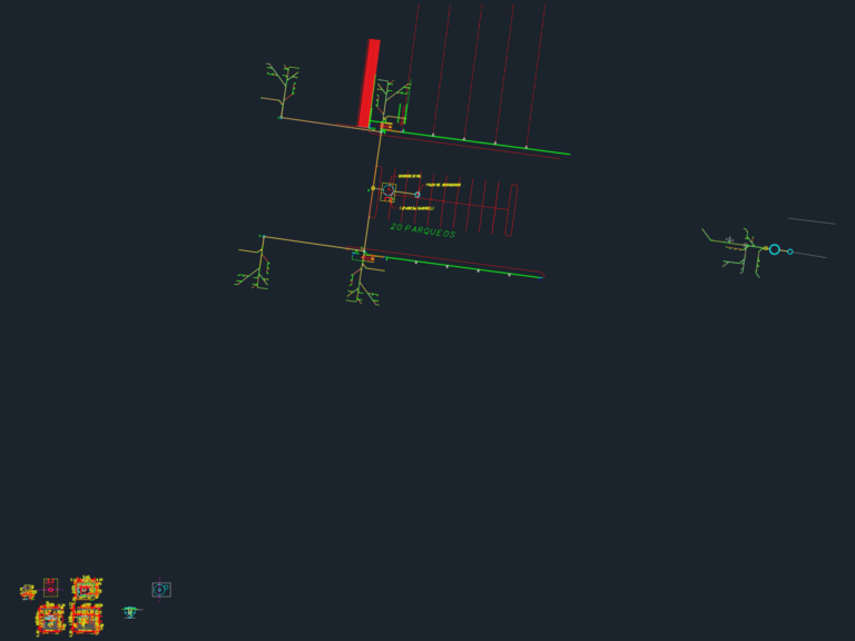 Structural sections and reinforcement details for a 3000L biodigester, absorption pit, and site layout.