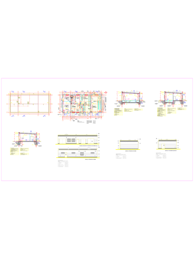 Floor plan and elevations of a high voltage substation building including switchgear and control rooms.