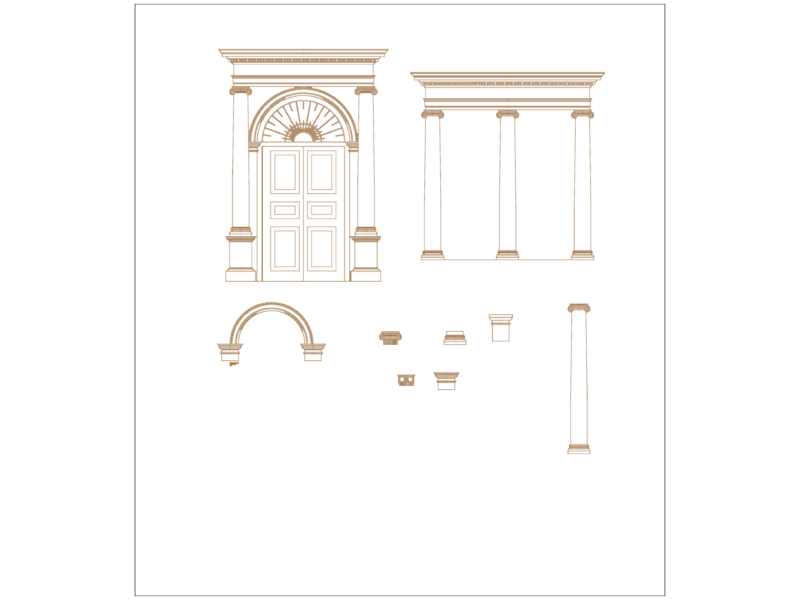 Italian Historical Door and Classical Column Architectural Details