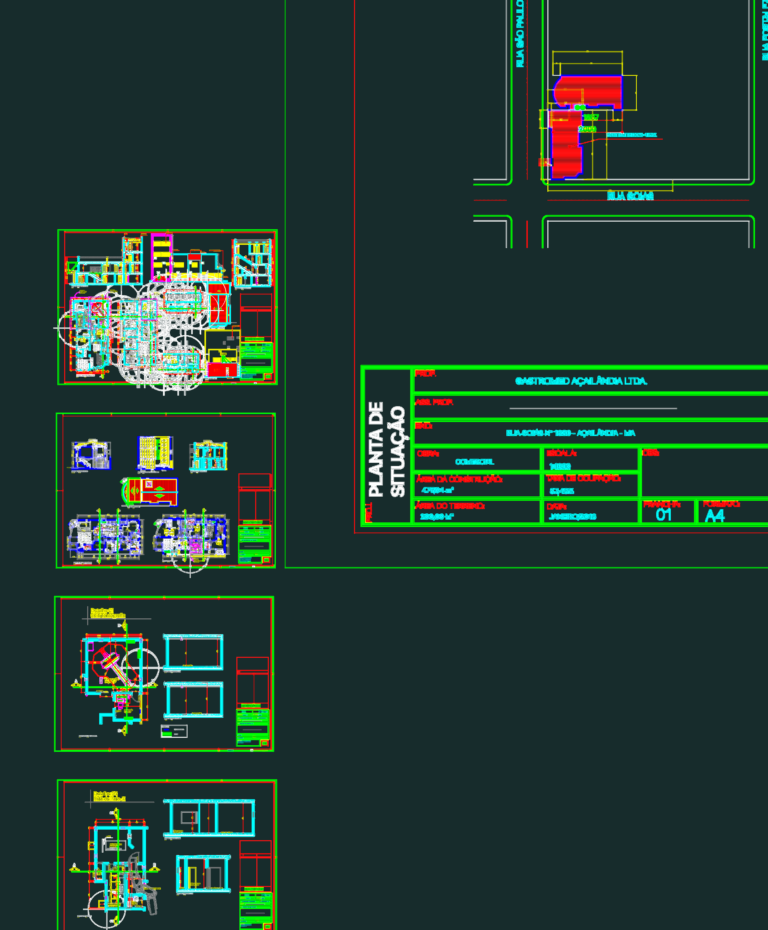 Detailed architectural floor plans, sections, and elevations for a four-story medical clinic.