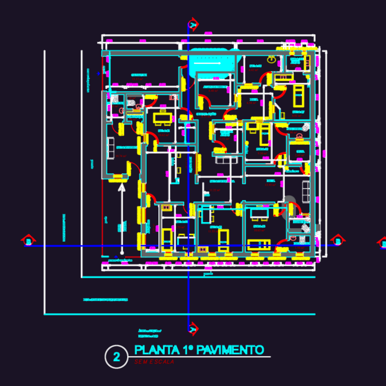 Architectural CAD drawing showing the first floor plan of a medical clinic with waiting rooms and consultation offices.