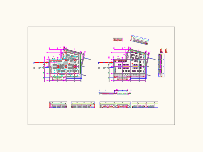 Hotel Entrance Floor and Dining Room Furniture Layout Plan