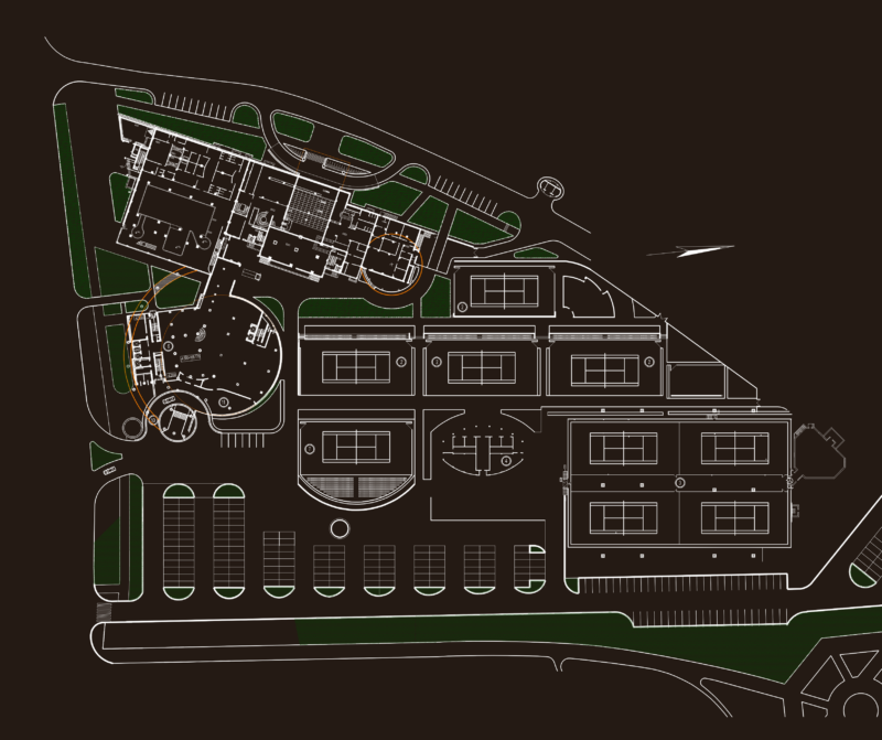 Hotel Resort Site Plan with Tennis Courts