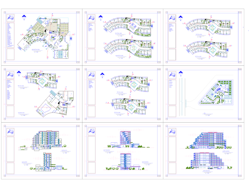 5-Star Hotel CAD Plans Sections and Elevations