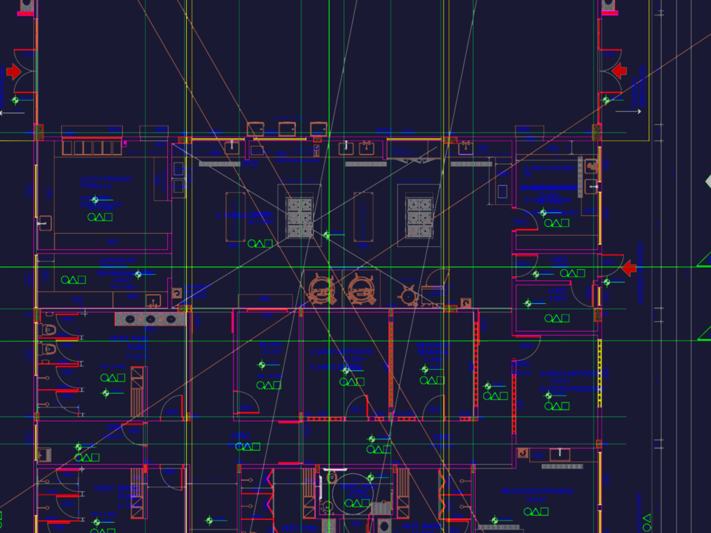 Architectural ground floor plan of a student restaurant with industrial kitchen equipment and dining area.