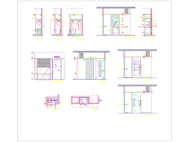 Hotel Room Wardrobe and Service Cabinet Detail Drawings