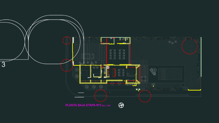 Architectural floor plan and elevations of a single-story house with a backyard pool and patio.