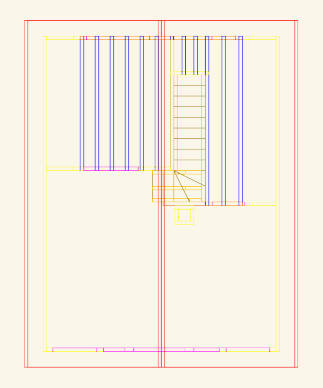 Small 3d bungalow model including stairs and structural framing