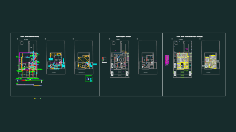 Architectural floor plans and MEP system layouts for a two-story residential house.