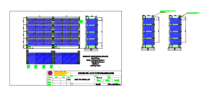 Industrial battery rack frame assembly with material specifications