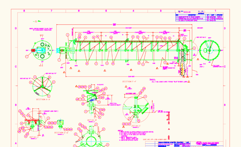 Industrial Crystallizer Agitator Assembly with Sections and Details