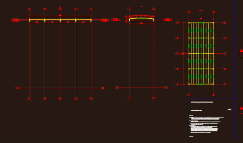 Steel roof structure dwg with plan and material list