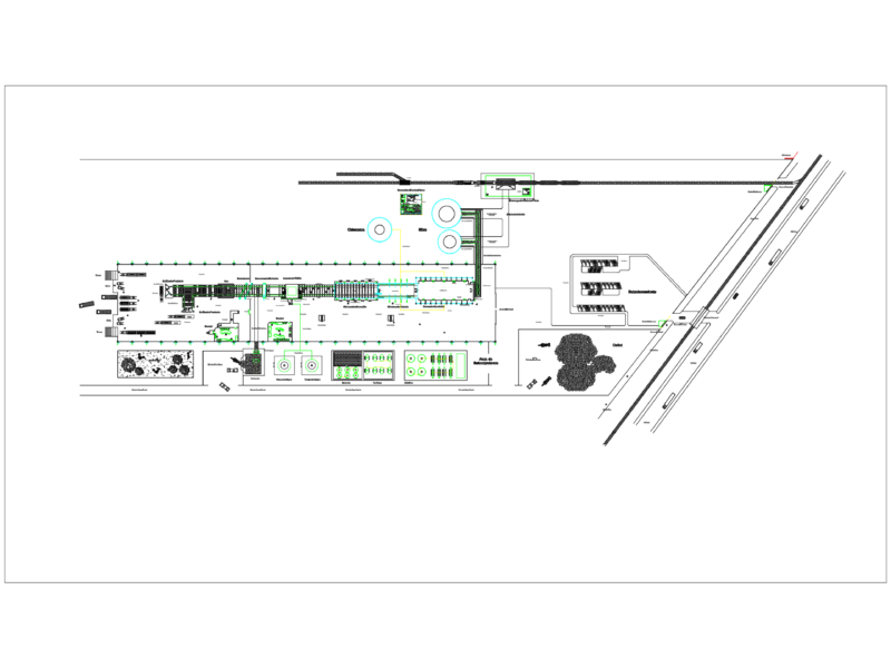 Industrial Glass Manufacturing Plant Layout Plan with Equipment