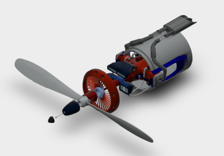 3D wireframe mesh representation of an industrial motor block.