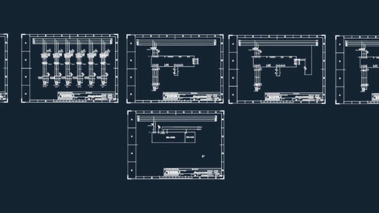 Electrical schematics for an industrial oven power supply and automation system showing motor controls and PLC modules.