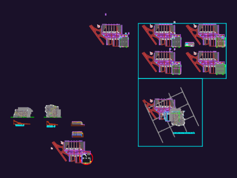 Architectural floor plan and site topography for an industrial warehouse project.