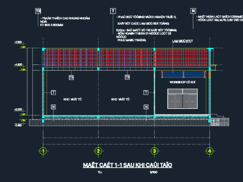 Industrial Workshop and Warehouse Renovation Plan & Sections