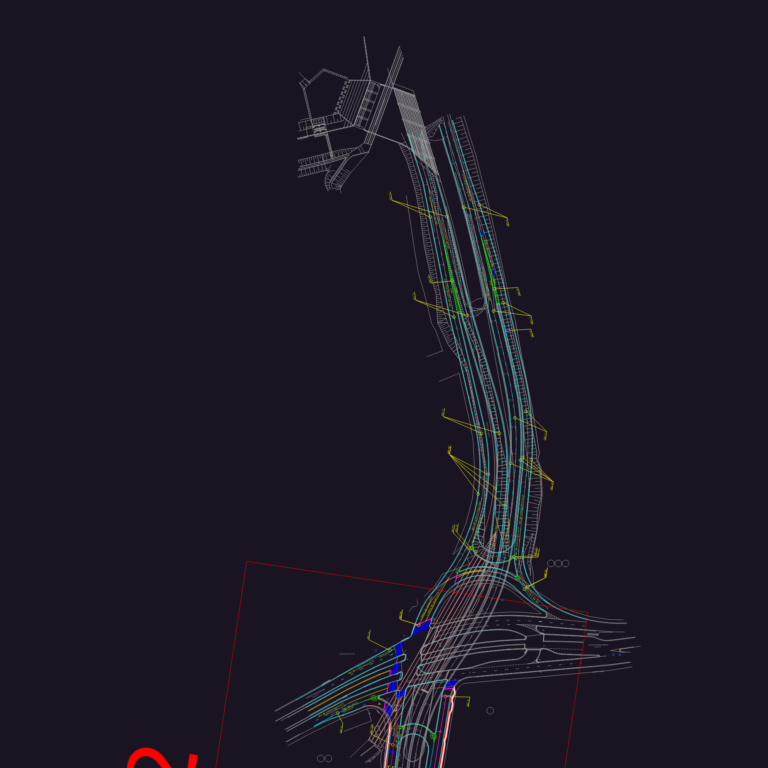 Civil engineering layout showing road geometry and utility corridor for Avenida Piraporinha.