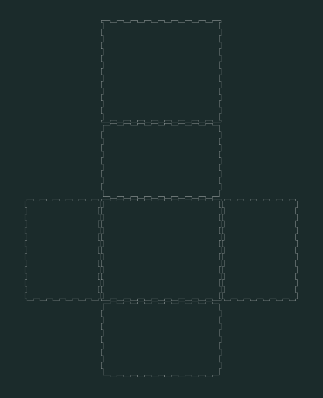 Interlocking Finger Joint Box Net For Laser Cutting Or CNC CAD Block Drawing Template
