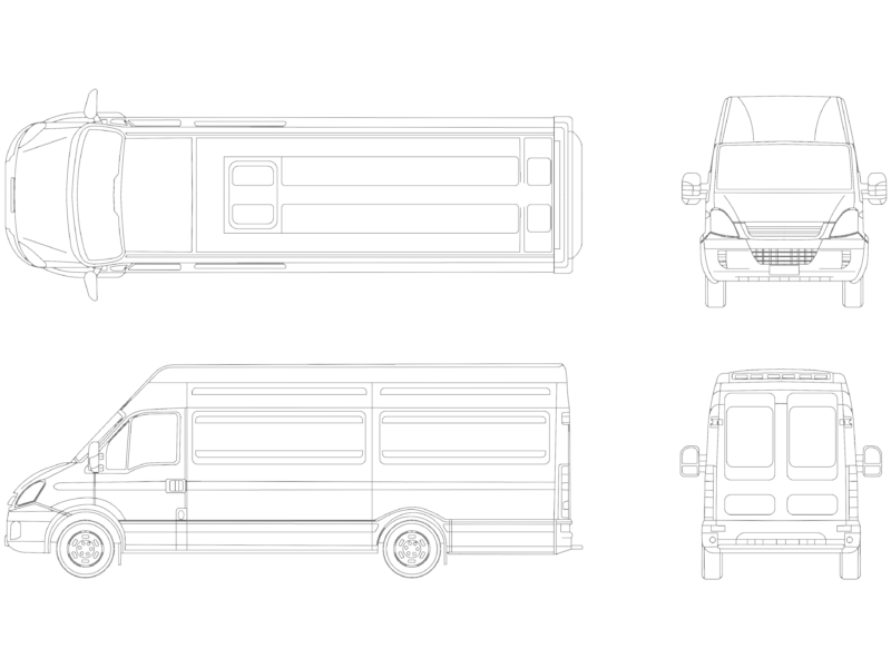 Iveco Daily 4 Commercial Van Plan and Elevation Views