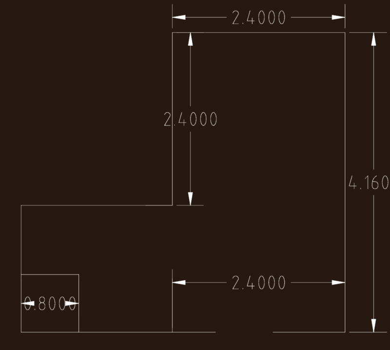 L-Shaped Geometric Template With Specified Linear Inch Dimensions