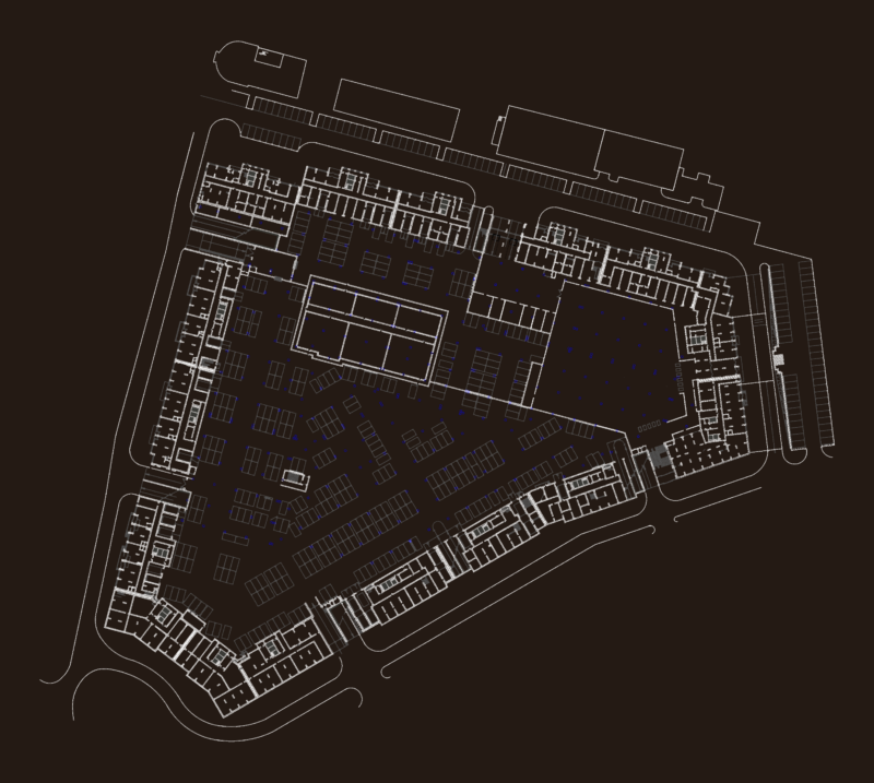 Large Scale Underground Parking Garage Layout and Traffic Plan