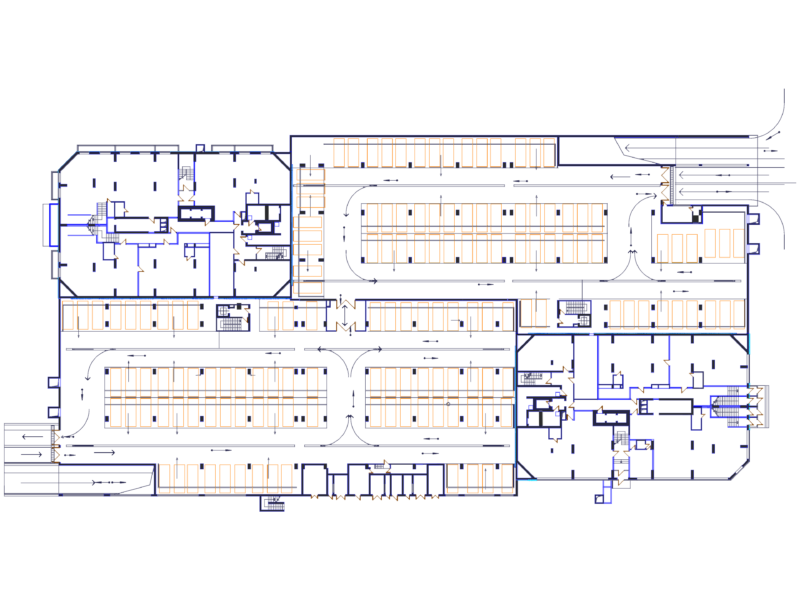 Large parking garage floor plan