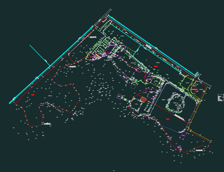 Detailed architectural site plan of Ky Lan Pagoda in Vietnam with building footprints and landscaping.