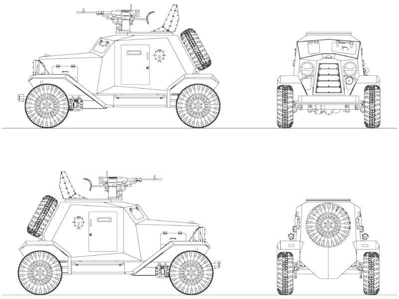 Light Armored Military Vehicle Elevations CAD Drawing