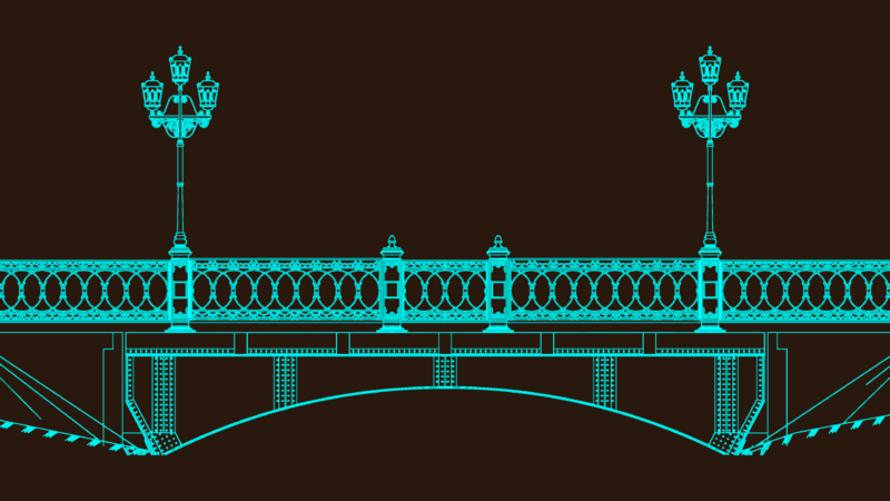 London Style Arch Bridge Elevation with Ornate Details